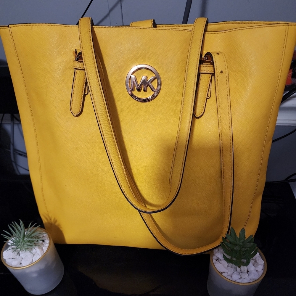 Michael Kors Yellow Tote Bag with Signature MK Medallion